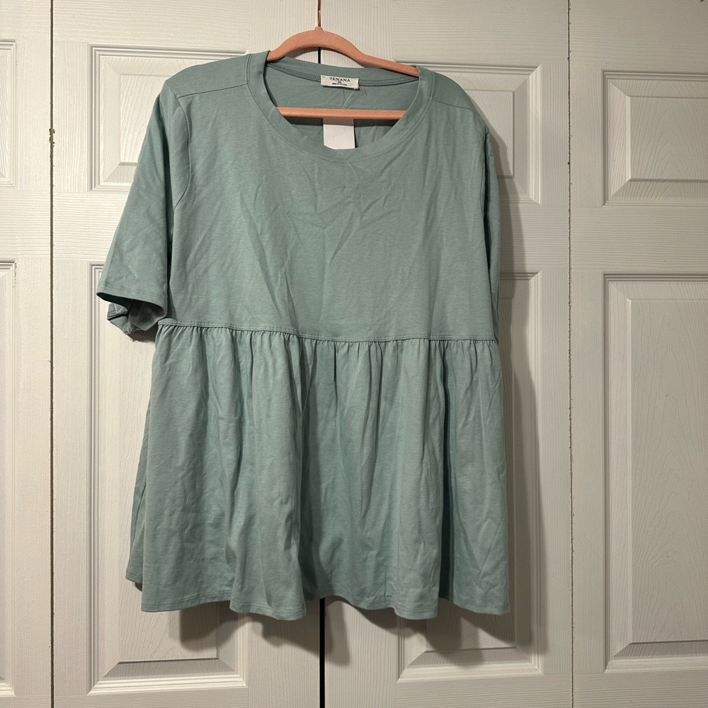 Zenana Outfitters Teal Peplum Top